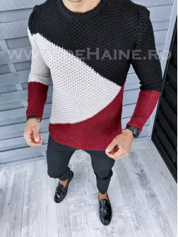 Pulover barbati gros slim fit bordo T3602 97-1